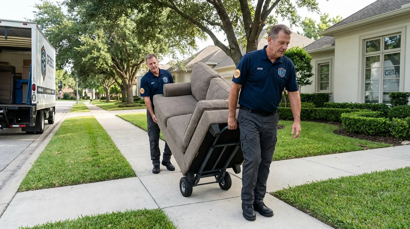Local residential moving crew loading furniture in Windsor, MO