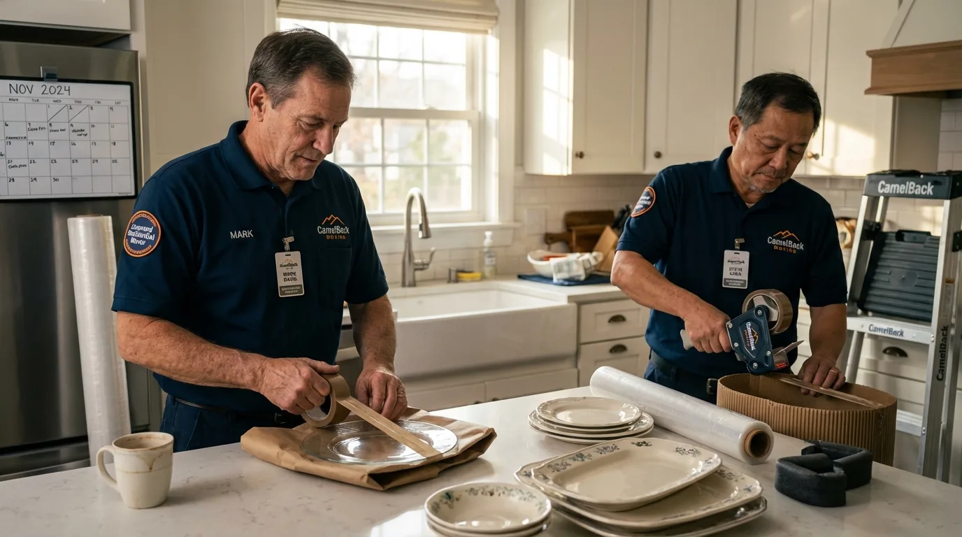 Professional crew packing kitchen dishware in Windsor, MO